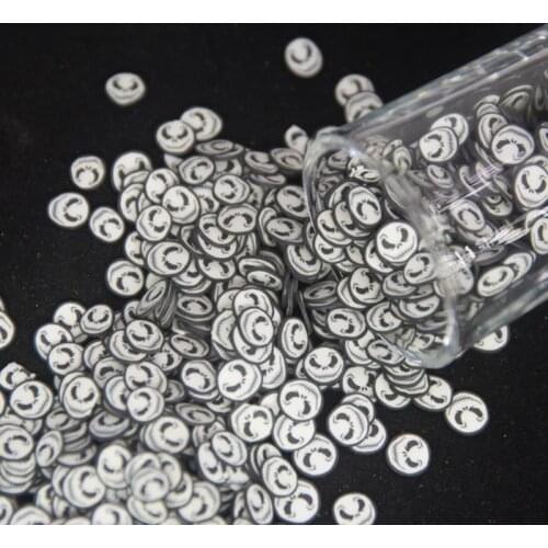 50g Hot Clay Ghost Slice Polymer Clay Sprinkles for Crafts Making Halloween Skull Decoration DIY Nail Art Slimes Filling 6mm