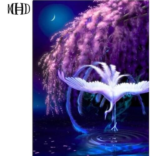 New Full Square / Round 5d diy Diamond Painting 3D Diamond Cross Stitch Mosaic Icon Diamond Embroidery White Phoenix Flowers