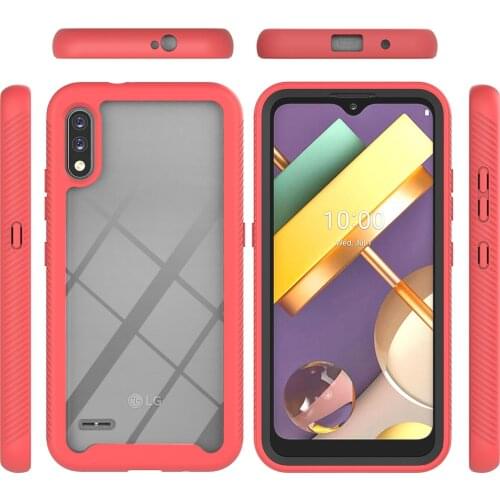 Shock Absorption Bumper + Rugged Clear Back Shell Phone Case for LG K22 / K22+ Transperant Cover Case