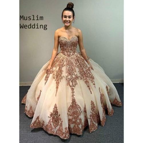 Sparkly Rose Gold Sequin Quinceanera Dresses A Line Corset Beaded Long Prom Dress Sweetheart Oranza Brithday Sweet 15 Dress 2020