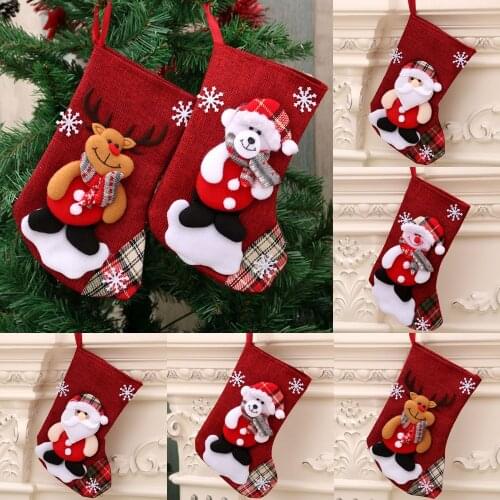Large Stockings Santa Elk Fabric Gift Socks Christmas Lovely Bag For Children Fireplace Tree Christmas Decoration