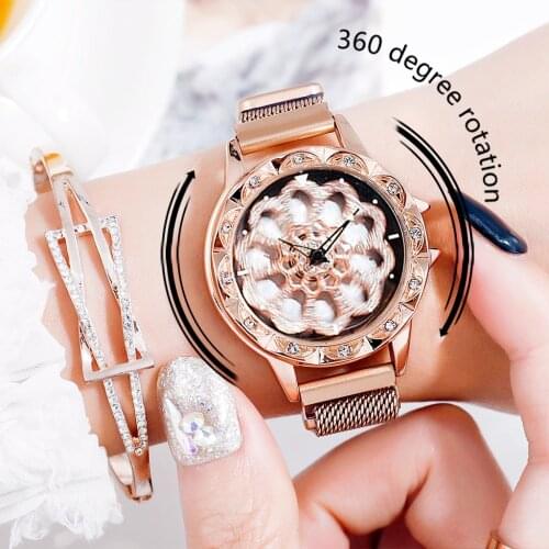 360 Degree Rotation Ladies Watch Fashion Magnet Buckle Quartz Women Wrist Watches Luxury Designer Relojes Mujer