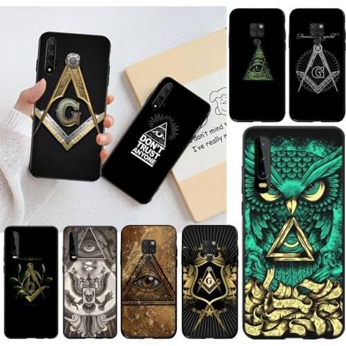 All seeing eye Freemason Black TPU Soft Rubber Phone Cover for Huawei P40 P30 P20 lite Pro Mate 20 Pro P Smart 2019 prime