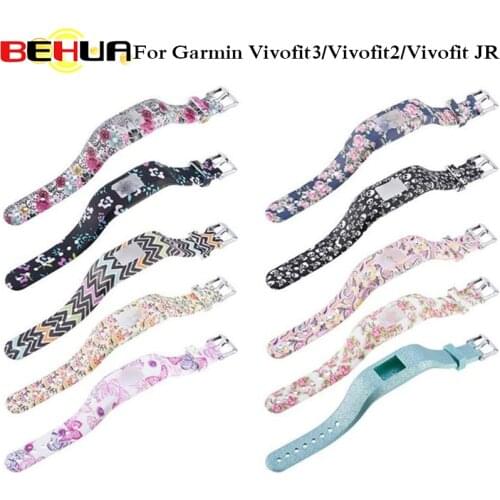 Colorful Pattern Watchband Sports Silicone Bracelet wrist Strap Band wristband for Garmin Vivofit JR /JR2 Vivofit 3 Vivofit 2