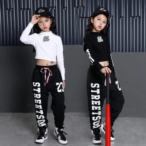 Kids Hip Hop Clothing Clothes Dance Costume for Girls Cropped Sweatshirt Shirt Top Jogger Pants Jazz Ballroom Dancing Streetwear