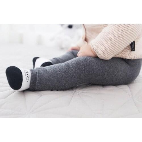 Children kids newborn baby boys girls leggings pants autumn winter thicken terry leggings warm velvet solid color big PP pants