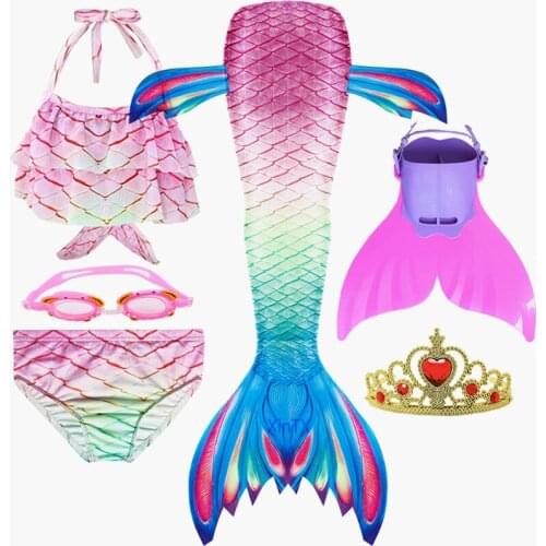 NEW Arrival!Mermaid tails with/No Monofin Flipper Mermaid Swimming Tails for Kids Girls Summer Beach Wear Swimsuits