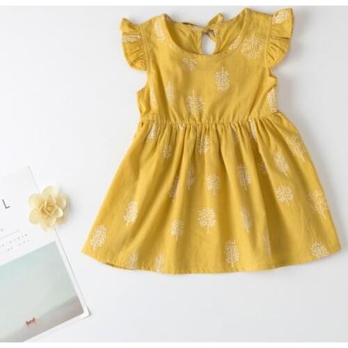 1-6Years Girls Cotton Summer Dress Baby Girl Floral Vest Dress