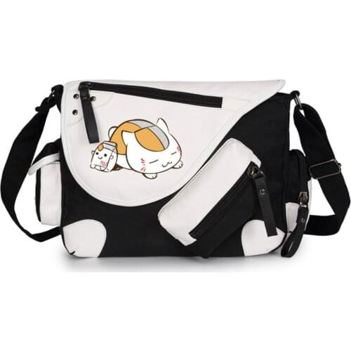 Friends Account Cat Neko Canvas Casual Zipper Shoulder Bag Crossbody Bags Schoolbags Messenger Gift