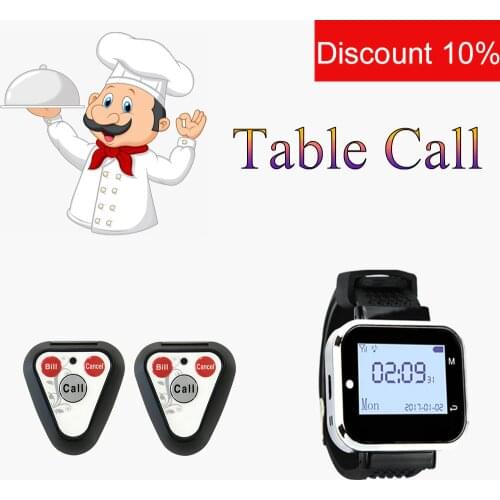 JINGLE BELLS Wireless Calling System 5 Calling Buttons+ 1 Watch Pager for Restaurant Equipment Wireless Call Bell for Hotel Cafe