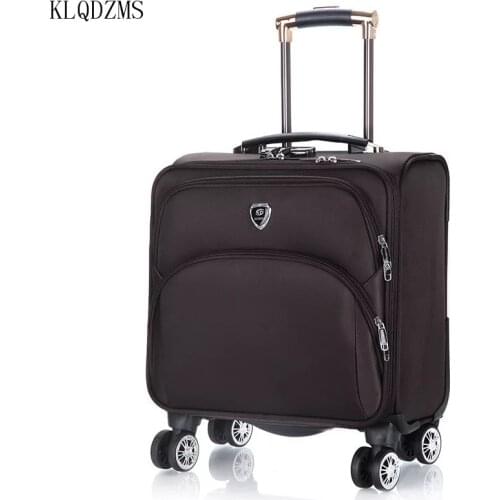 KLQDZMS 18 Inch Cute Carry On Luggage With Spinner Wheels Women Mini Travel Trolley Luggage Bag Portable Boarding Suitcase Bag