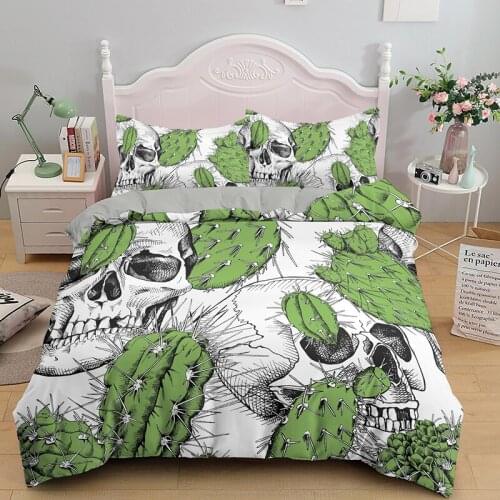 Skull With Cactus Duvet Cover Sets Single Double Queen King Bedding Set 2/3PCS And Pillowcase Dropshipping