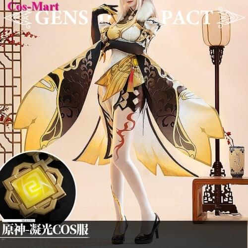 Hot Game Genshin Impact Ningguang Cosplay Costume Sweet Elegant Uniform Dress Female Activity Party Role Play Clothing S-L New