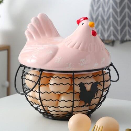 Creative hen storage basket family iron egg basket frame can handle fruit basket storage basket kitchen supplies