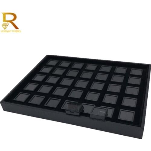 3/4/5/6cm Square Diamond Storage Box With Tray White Black Stone Gem Box Store Show Display Organizer Gemstone Box Tray Case
