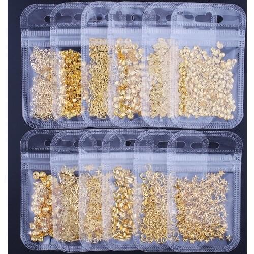 MKHG 200X Gold Rivet Nail Studs Star/Moon/ Shell Square /Triangle 94 Types 3d Metal Nail Art Tip Metallic Studs Stickers Decor