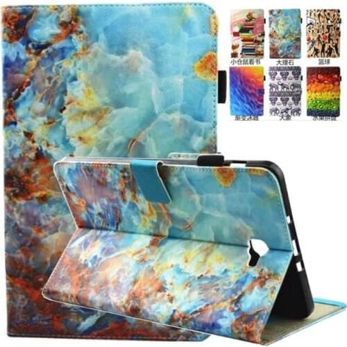Fashion Pattern Silicone Leather PU Flip Cover For Samsung Galaxy Tab A 10.1 2016 T580 T585 T580N Case Funda Tablet Cover Case