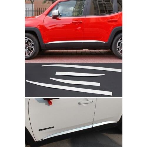 Body molding door side line garnish trim cover protector styling guard lining strip chrome For Jeep Renegade 2015-2016