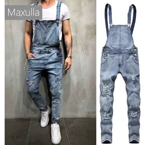 Maxulla denim overalls men spring rompers male Carpenter jeans stylish Suspenders bib overalls trousers men street wear Mla034