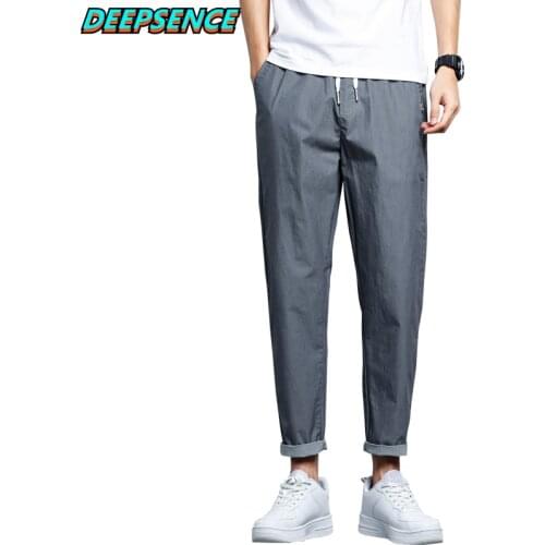 Men Four Seasons Casual Pants Straight Drawstring Loose Ankel Length High Quality Fashion Streetwear 2021 New Pants Men