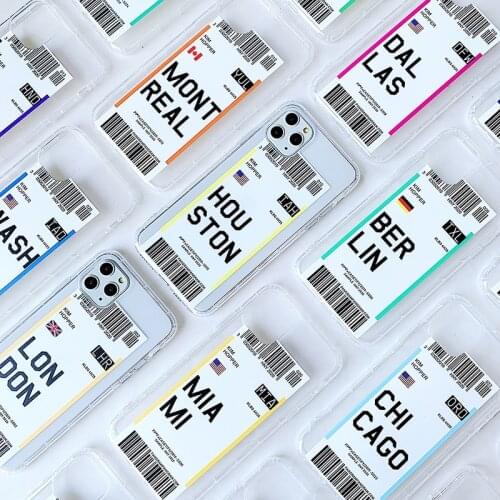 Clear Air tickets soft case for iphone 12 mini 11 Pro x xs max xr 8 7 6 6s plus se 2 silicone phone cover boarding pass coque