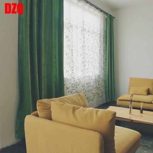 Neo-Classical Style Solid Color Green Color Cashmere Living Room Bedroom Balcony Bay Window Curtains for Bedroom Living Room