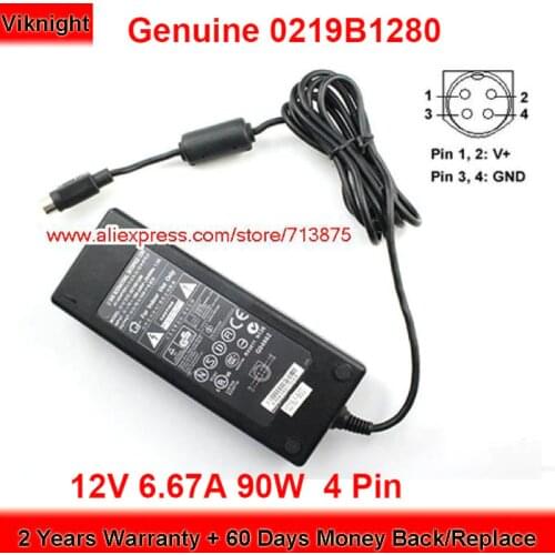 Genuine for Lishin 0219B1280 90W Charger 12V 6.67A AC Adapter Round with 4 Pin Plug Power Supply