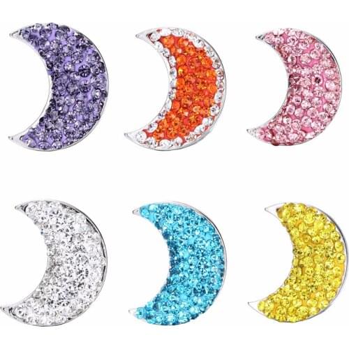 Snap Jewelry 5PCS "Moon" Shaped Ginger snap button charms Fit Snap Button Bracelet and necklace Pendant LSSN022*5
