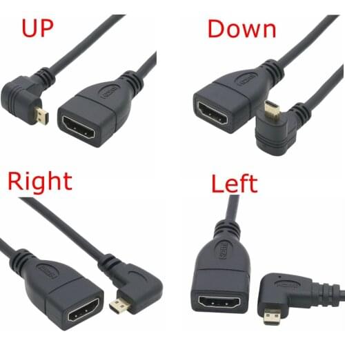 Micro HDMI-compatible Male Female Adapter Cable Left Right Up Down Angle 90 Degree HD Converter Code for PC HDTV Projector
