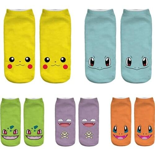 Pokemon Men Socks Action Figure Pikachu Fashion Sport Cartoon Xmas Lovers low Ankle Boat Socks For Children Teens Man Women