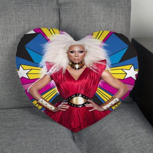 Custom RuPaul Heart Shape Pillow Cover Custom Zipper Pillowcase Cover Wedding Home Office Decorative 1pcs custom