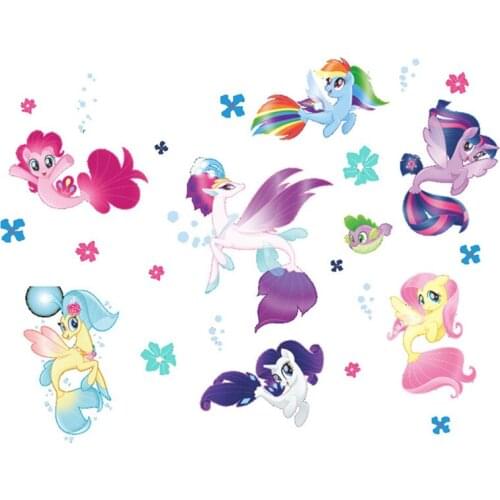 Girls favorite Pony anime wall decals My Little Horse 3d vinyl stickers kids room decoration DIY puzzle cartoon poster wallpaper