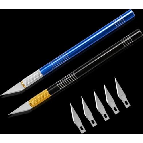 MIUSIE Professional Stainless Steel Precision Knife Hobby Knife Razor Tool with 5 Spare Blades Cutting Caving Knife Sculpture