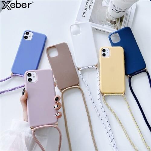 Crossbody Necklace Carry Lanyard Phone Case For iPhone 12 Pro 11 Pro Max XS X XR Mini 6 S 7 8 Plus SE Soft TPU Strap Chain Cover