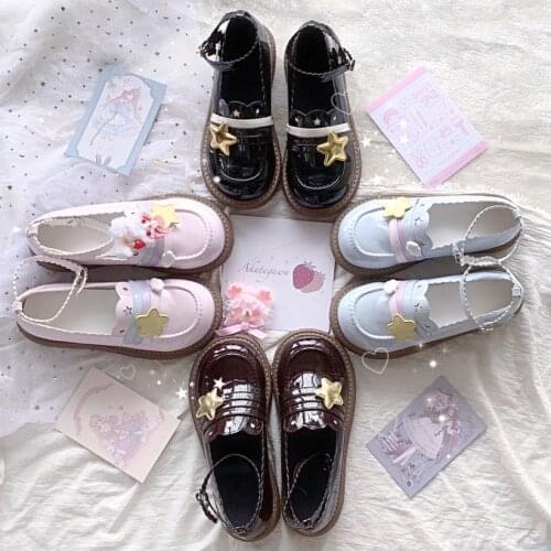Sweet Girls Star Buckle Female Kawaii Tea Party Shoes Cute Women Harujuku Jk Uniform Platform Feminine Anime Lolita Shoes 2021