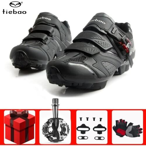 Tiebao Mountain Cycling Shoes add SPD pedal Breathable Auto-lock Bike Bicycle Shoes Athletic Racing Sneakers Zapatos Ciclismo