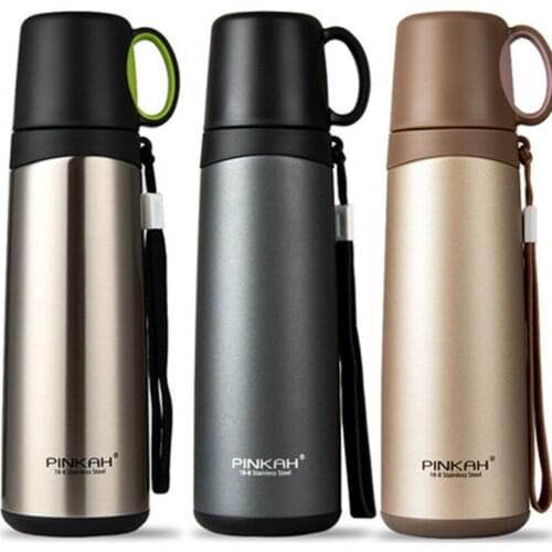 420ml520ml Creative Sports Thermo Mug 304 Stainless Steel Student Thermo Coffee Mug Bounce Cup Lid Household Water Bottle