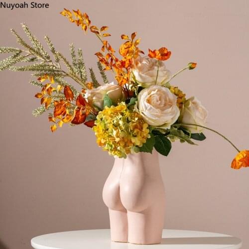 Pink Human Shape Vase Art Ass Ceramic Small Vase Mini Dried Flower Flower Arrangement Accessories Living Room Home Decoration