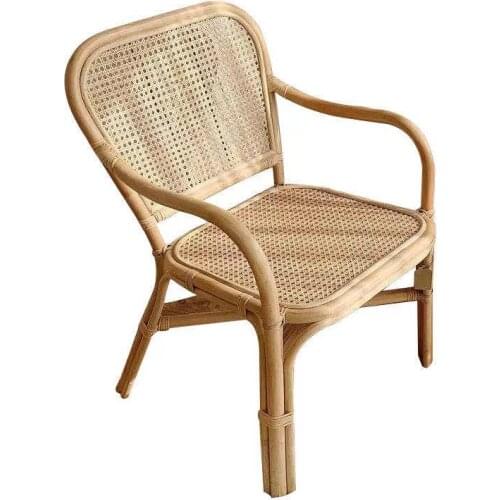 Zq INS Rattan Armchair Tea Table Combination Vintage B & B Creative Dining Chair Handmade Real Rattan Simple Rattan Chair