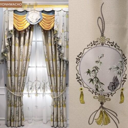 Custom curtain embroidery pastoral European screen curtain bay window coffee cloth blackout curtain valance tulle panel C747