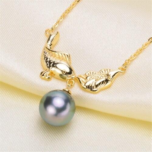 DIY pearl accessories 925 silver Blank pearl Sets of Chain Setting Base empty pendant chain with