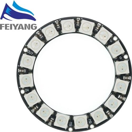 10PCS 16 Bit/Channel WS2812 5050 RGB LED Full-Color Built-In Driving Lights Round Development Board