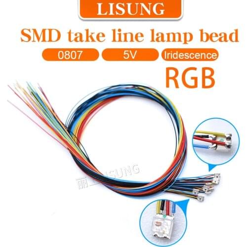 20pcs Dc 5v 0807 Rgb Pre Wired Smd Led With Lead Cable Pre-soldered Line Diode Train Model Car Model Lights Discoloration Led