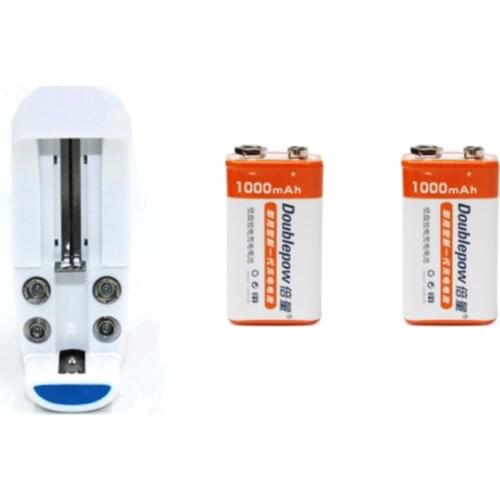 2PCS Hot sale 1000mAh 9V rechargeable battery childrens toy lithium ion rechargeable battery + 1pcs smart 18650 9V AA charger