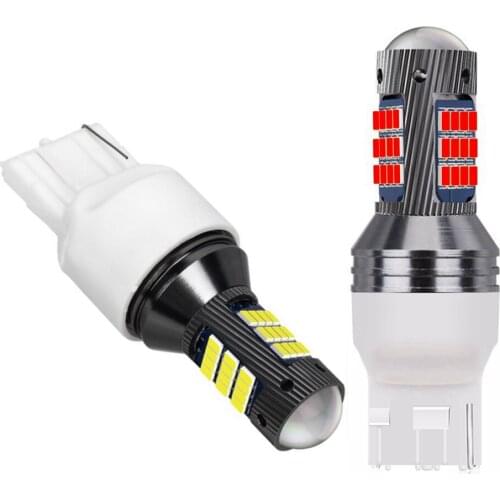 2PCS New T20 7440 W21W WY21W Super Bright LED Car Tail Brake Bulbs Turn Signals Auto Backup Reverse Lamp Daytime Running Lights