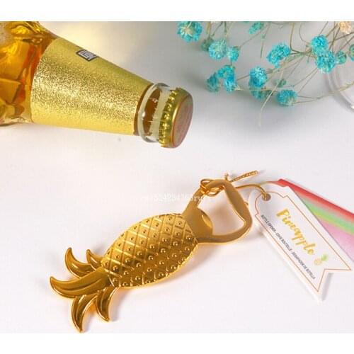 50pcs Wedding Bridal Favor Gifts Gold Pineapple Bottle Opener Party Favors Gift DHL Fedex Free Shipping