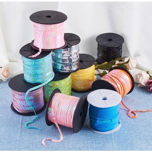 6mm 100 yards/roll AB Color Plastic Loose Paillette / Sequin Roll for Home Party wedding Decor Embellishment DIY Accessory Craft