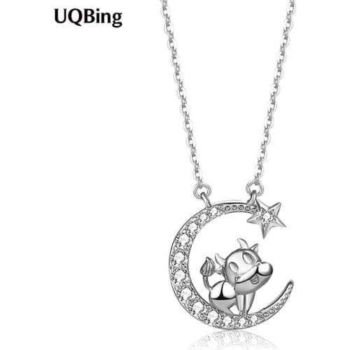 925 Sterling Silver Ox Zircon Women Pendant Necklaces Zodiac Jewelry Gifts 2021