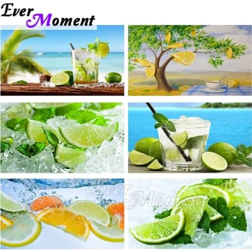 Ever Moment Diamond Painting Lemon Fruit Juice Orange Hobby 5D DIY Handmade Diamond Embroidery Full Square Drill ASF2007