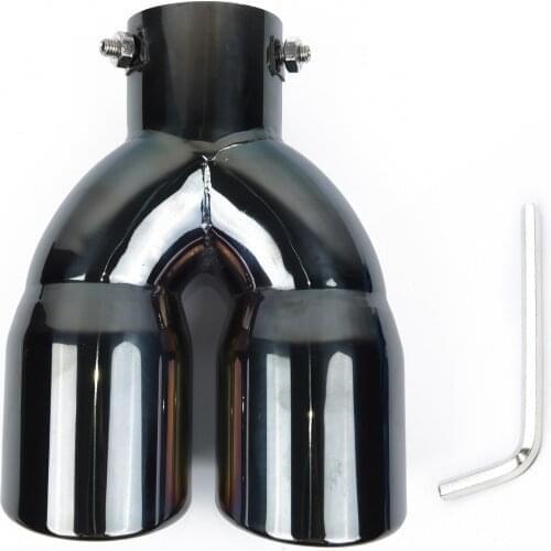 Car Double-Barrel Exhaust Pipe Stainless Steel Auto Vehicle Inlet Dual Rear Muffler Exhaust Tip Tail Pipe Outlet With Wrench
